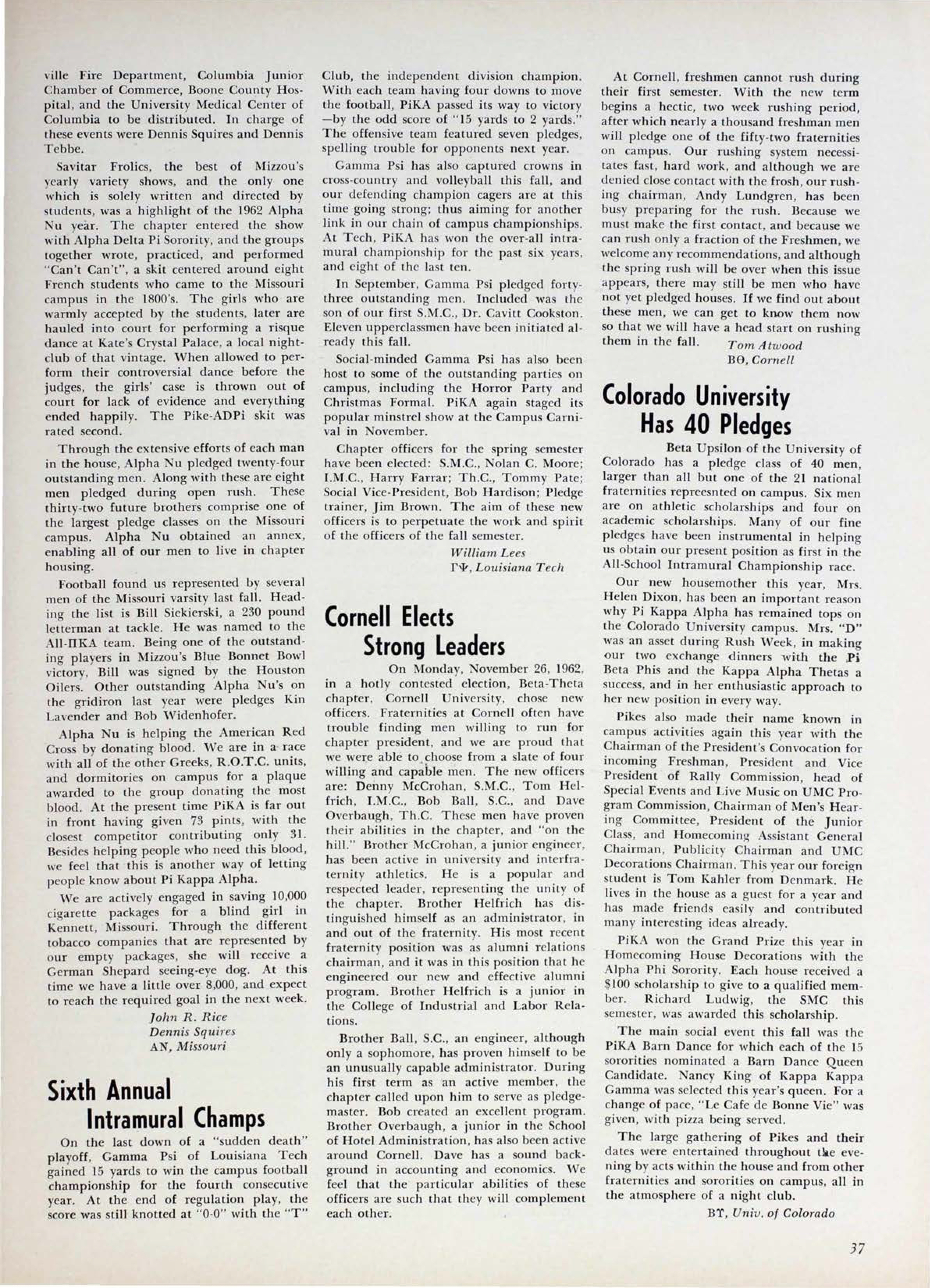 Colorado University Has 40 Pledges